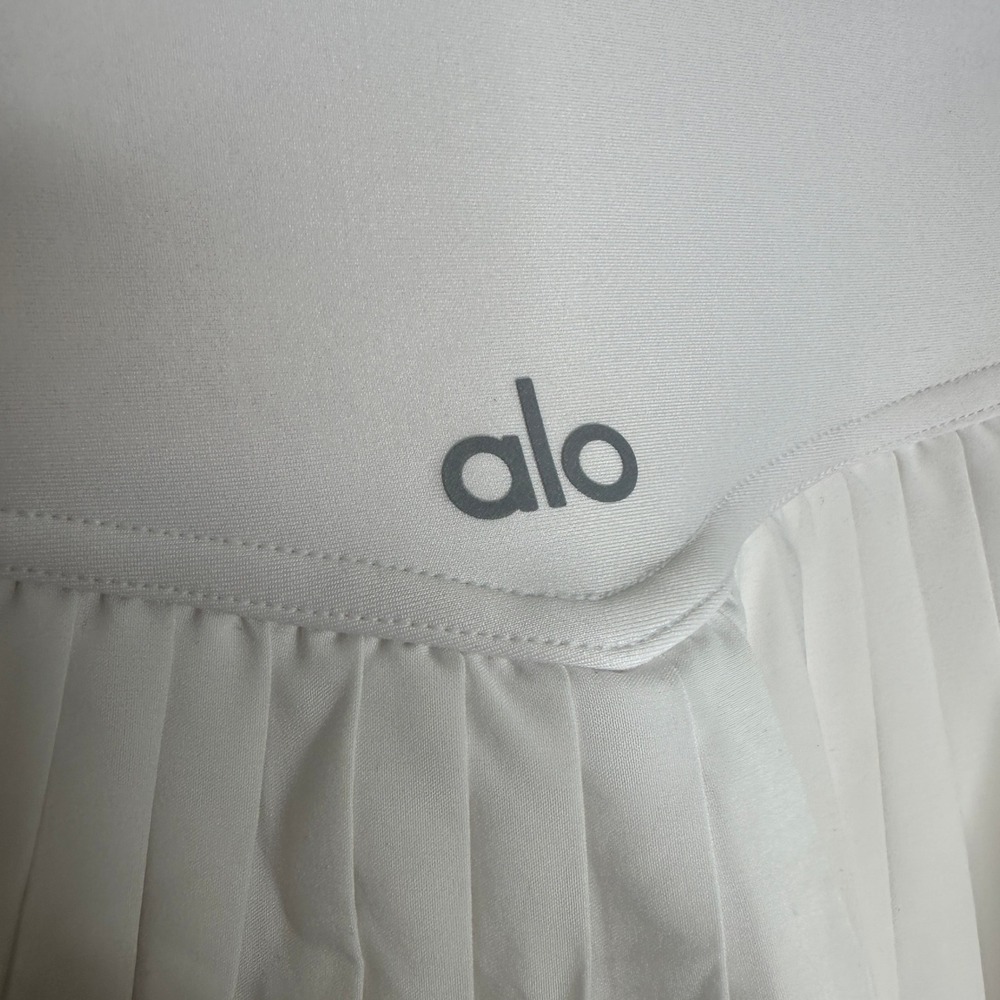 Alo Yoga Grand Slam Lined Skirt White Pleated Tennis Pickleball Skort Size XXS - Picture 7 of 11